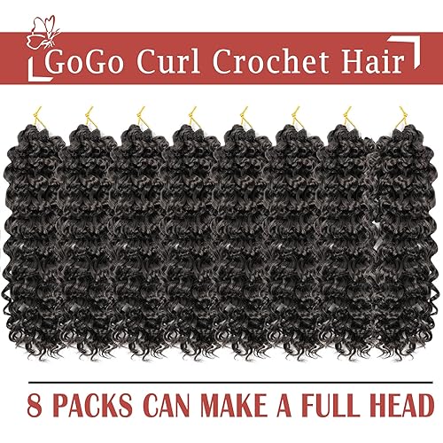 Miniatura 2 de Gogo Curl - Cabello rizado con ganchillo, 12 pulgadas, paquete de 8 unidades, marrón oscuro corto rizado y ondas de playa, ondas profundas y trenzas