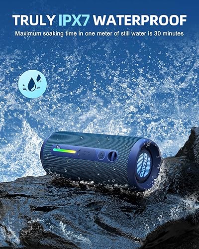Miniatura 3 de OHAYO Altavoz Bluetooth portátil, IPX7 impermeable altavoz inalámbrico con sonido estéreo de 24 W, graves adicionales activos, Bluetooth 5.3, luces
