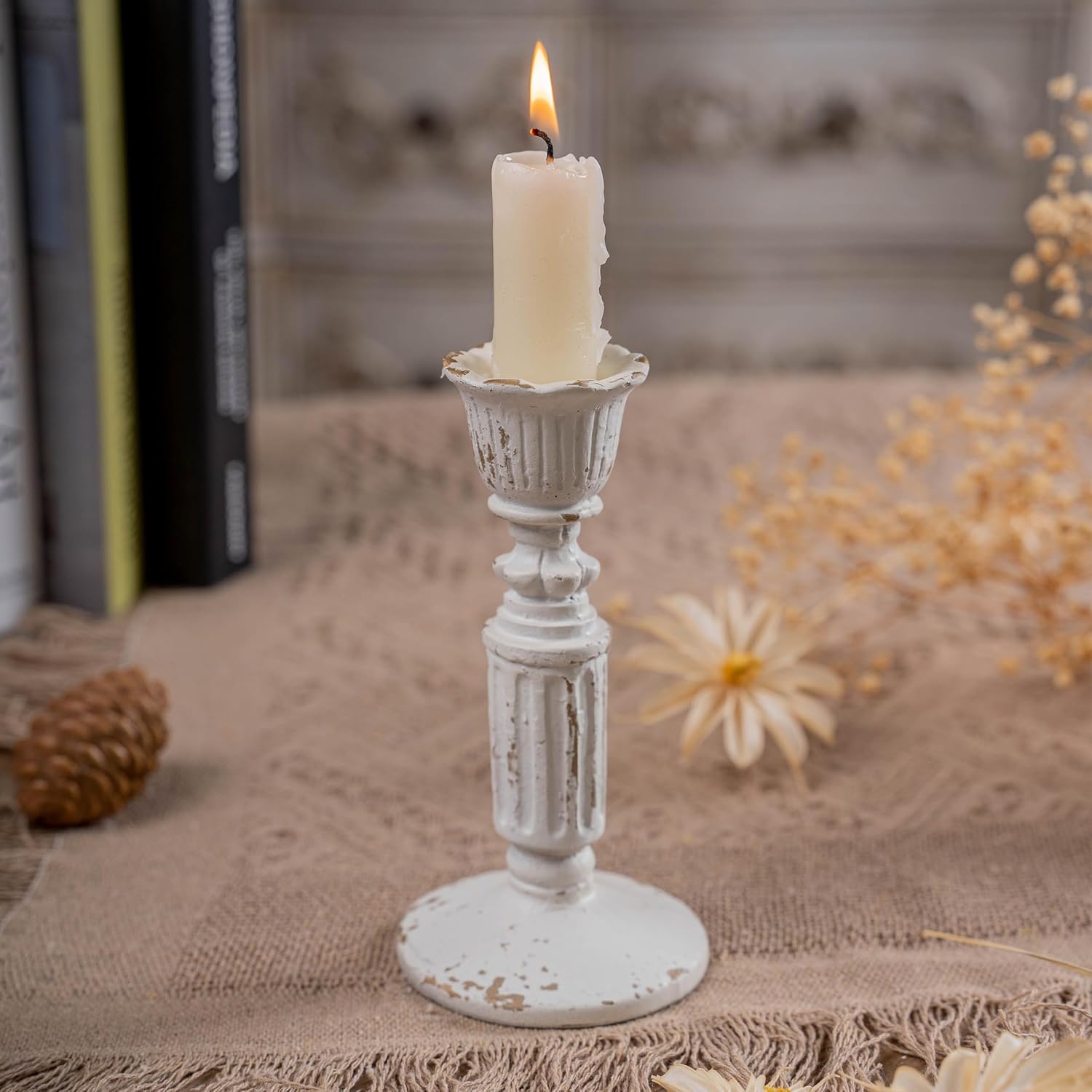 SOFE Resin Small Taper Candle Holders Set of 2, Candle Stick Holder Vintage