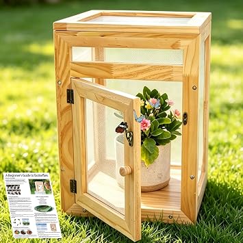 15.7" Butterfly Habitat Cage Kit with Mesh Enclosure,Butterfly Growing Kit