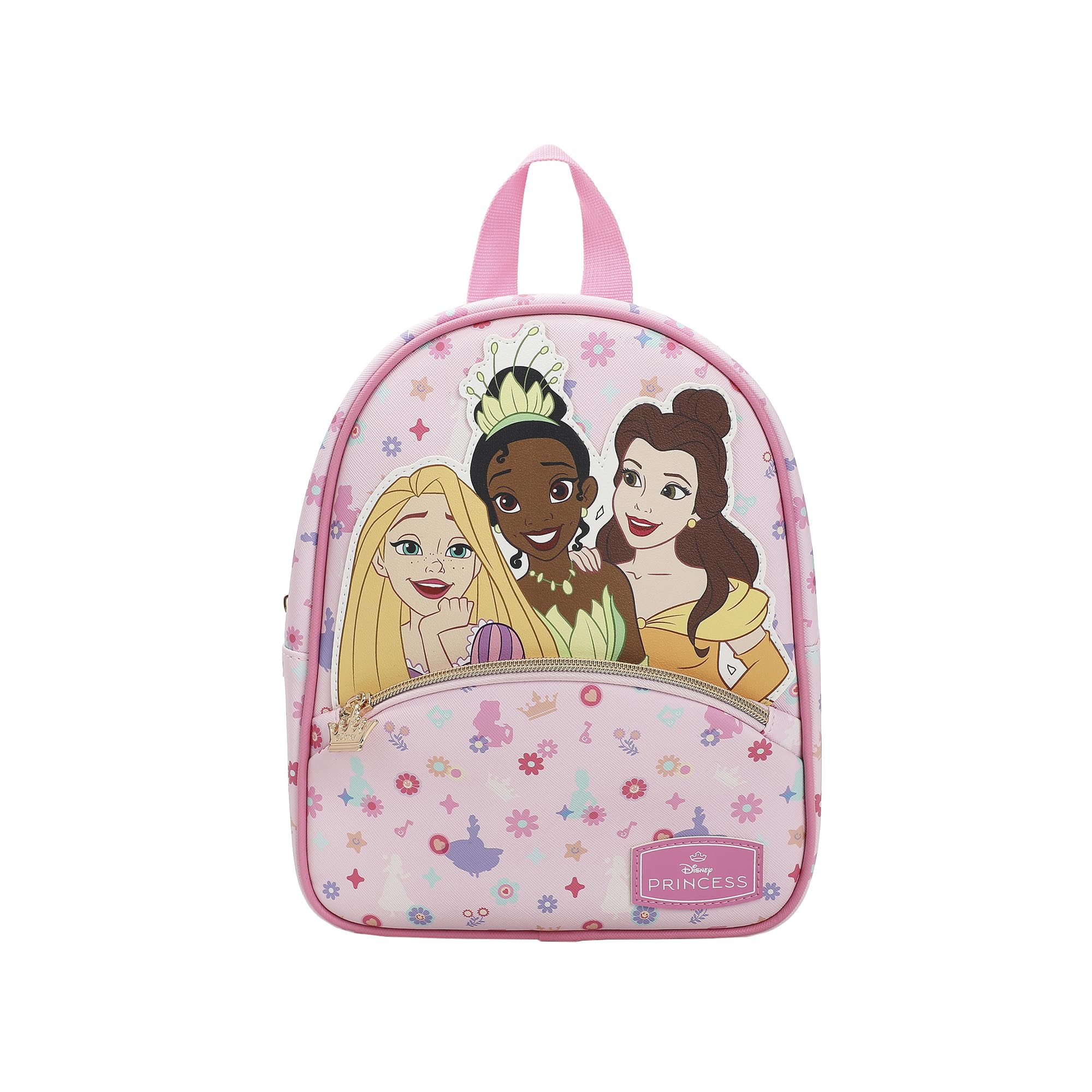 Disney Princess Rapunzel Belle & Tiana Pink 10.5" Mini PU Backpack