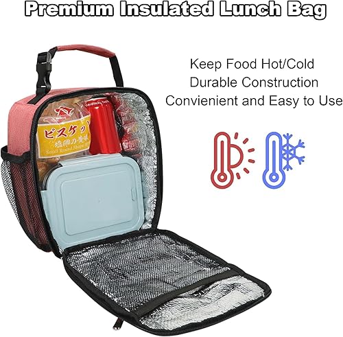 Miniatura 23 de Lonchera para hombres, mujeres y adultos, pequeña bolsa de almuerzo para oficina, trabajo, picnic, lonchera portátil reutilizable, color negro Negro
