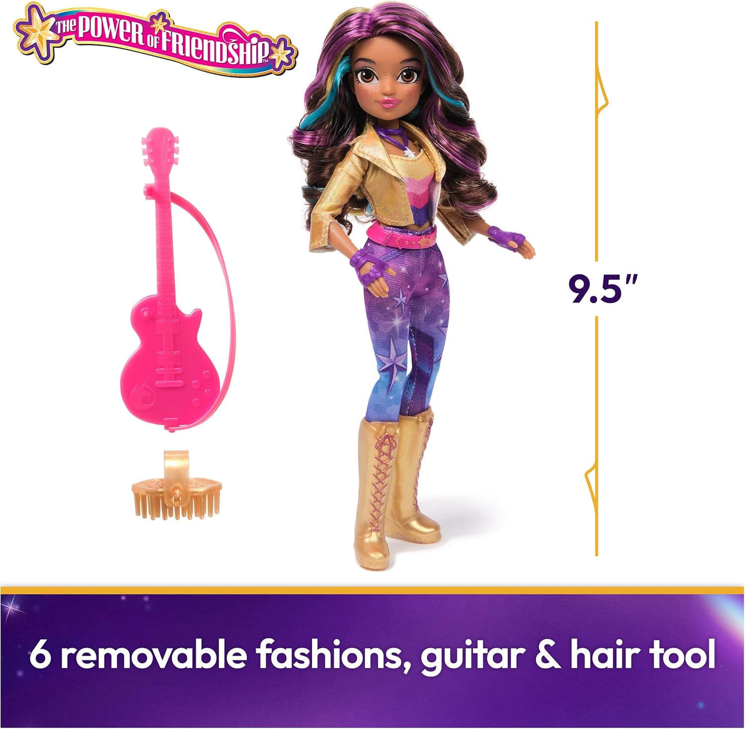 Unicorn Academy, Power of Friendship Sophia Doll with Guitar & 6 Fashion Accessories, 9.5”, Dolls & Unicorn Toys for Girls Ages 4 and up
