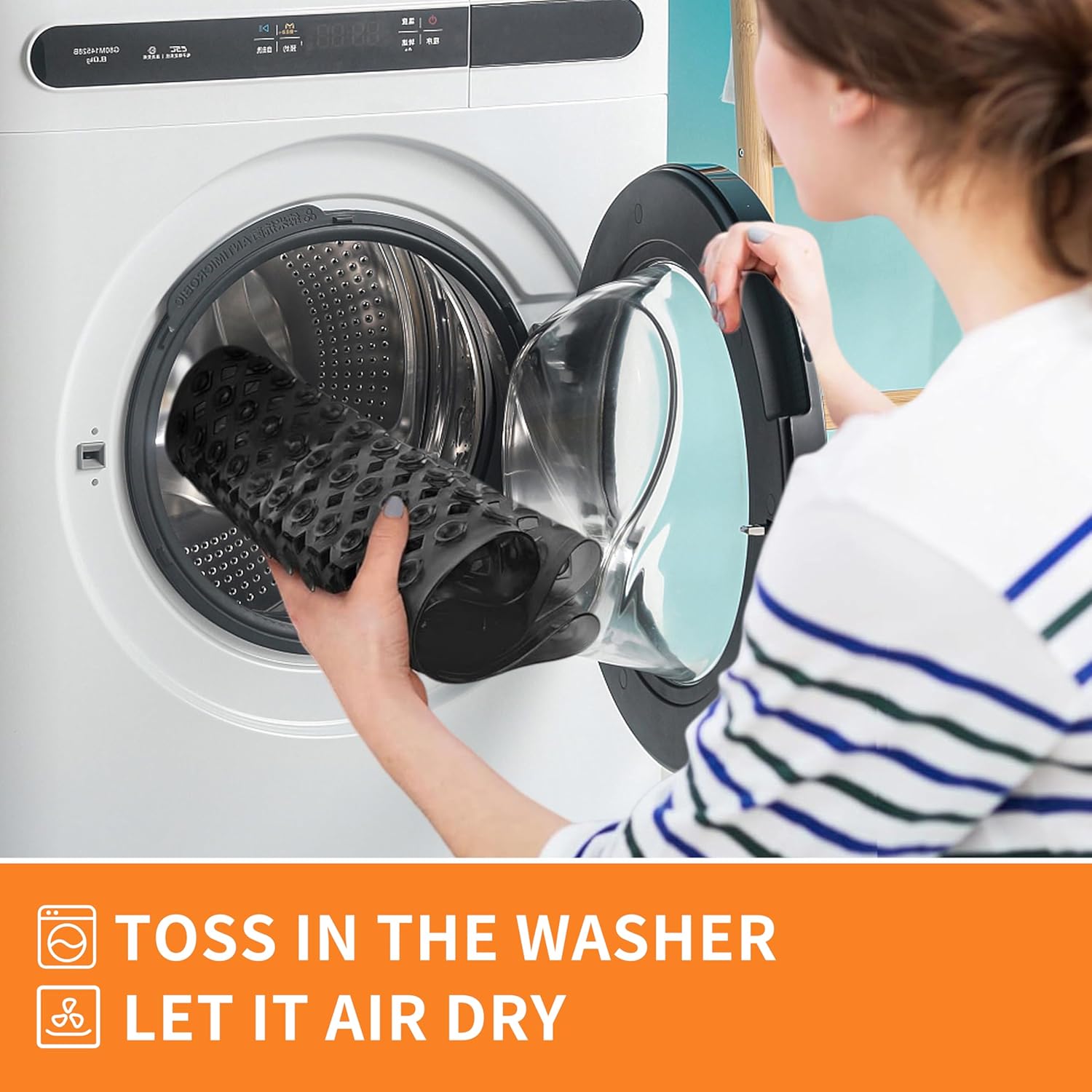 ブラックシャワーマット - ノンスリップバスタブエッセンシャル、安全で安全なバスルームマット、吸盤付き、速乾デザイン、バスルームの必