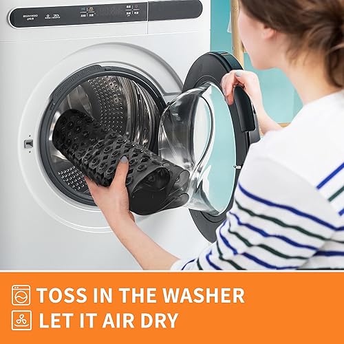 Miniatura 5 de Tapete de ducha negro, antideslizante, de secado rápido, con ventosas, 35 x 16 pulgadas