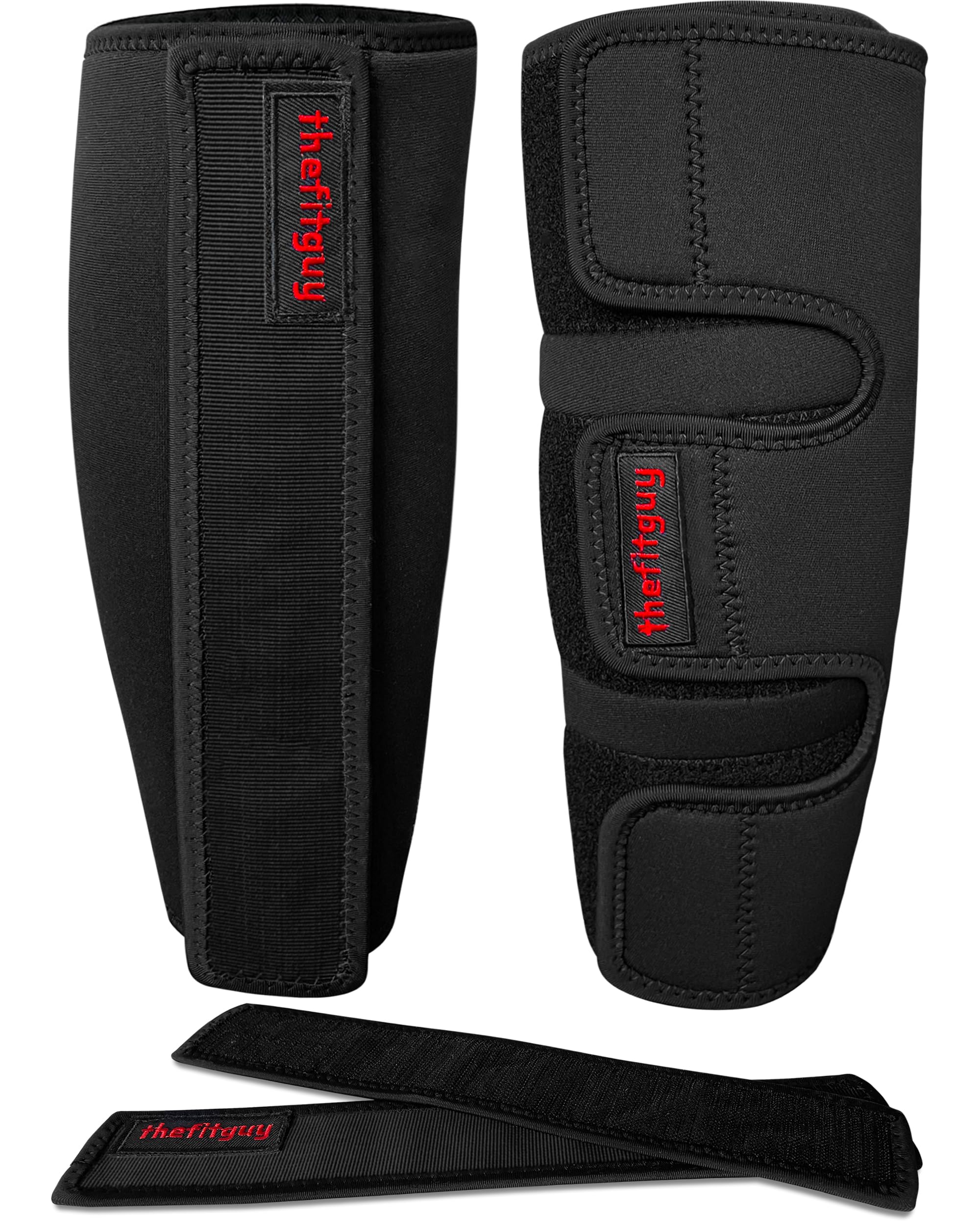 Ultra Weightlifting Shin Guards | 10mm Shock-Absorbing Front Projection | Detachable Straps | Easy On-Off | 2 Extra Straps Included | For Deadlifts, Snatches, Cleans, Cross-Training and More