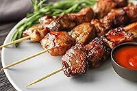 Vista 8 de DecorRack Pinchos de bambú natural de 6 pulgadas, 100 pinchos de madera para asar a la parrilla, barbacoa, aperitivos, frutas, smores, cóctel