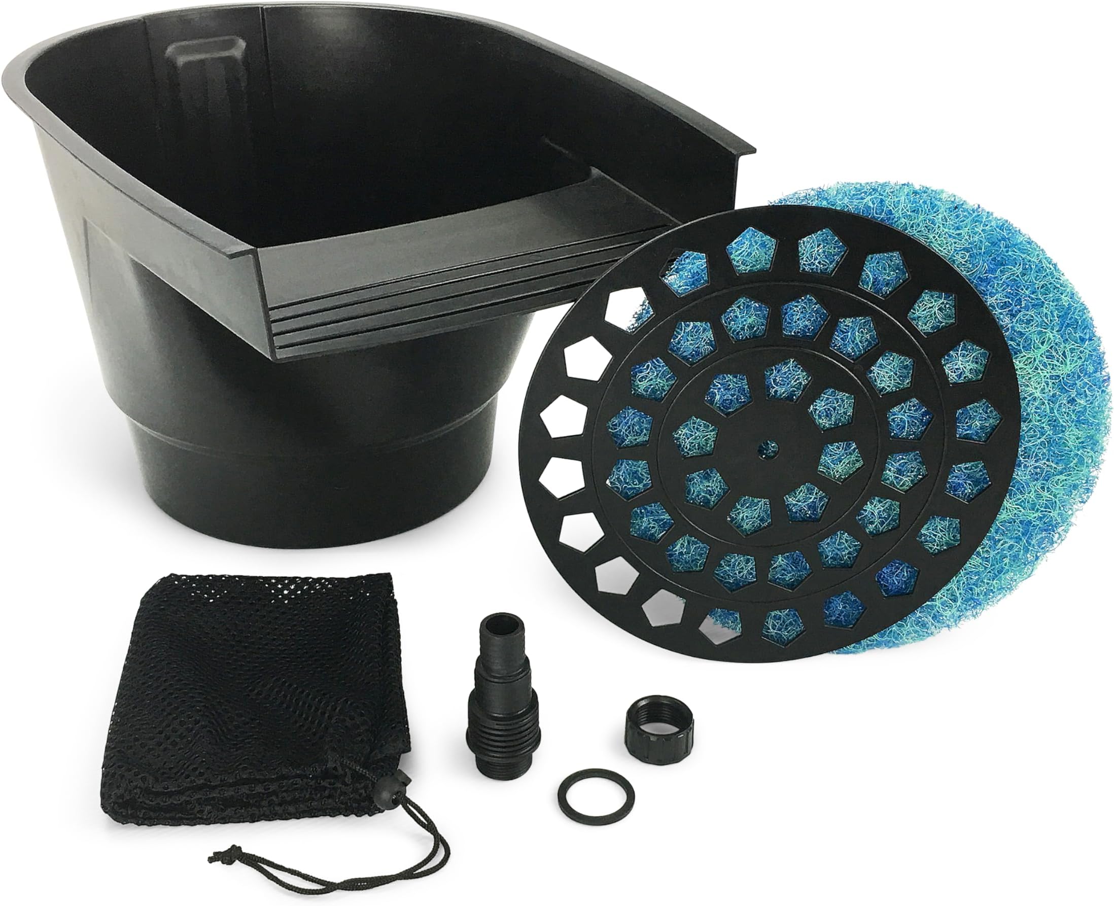 Pond Filter and Waterfall Spillway, Efficient Mechanical and Biological Filtration, Compact | 77020,Black