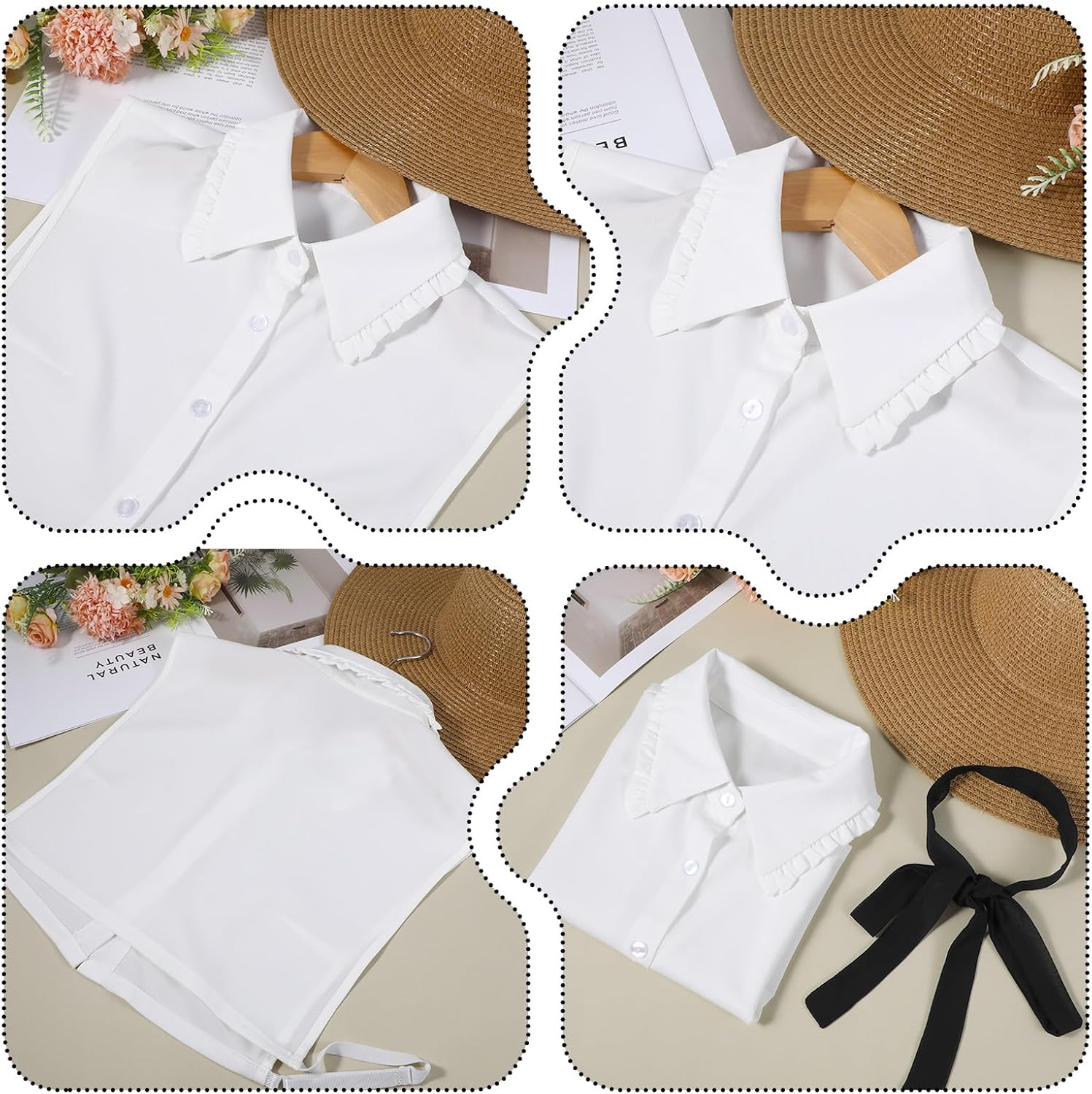 Fake Shirt Collar, White Collared Detachable Women, Collar for Women Faux False Shirts Blouse Half - Image 5