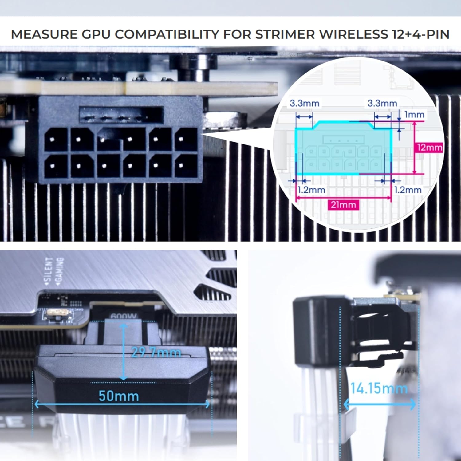 Lian Li Strimer Wireless 16-Pin GPU RGB Power Extension Cable, 2.4GHz Wireless Lighting Control, 370mm (14.56 in) 8 Light Guides, Controller Required (Not Included) (PW16-81W)