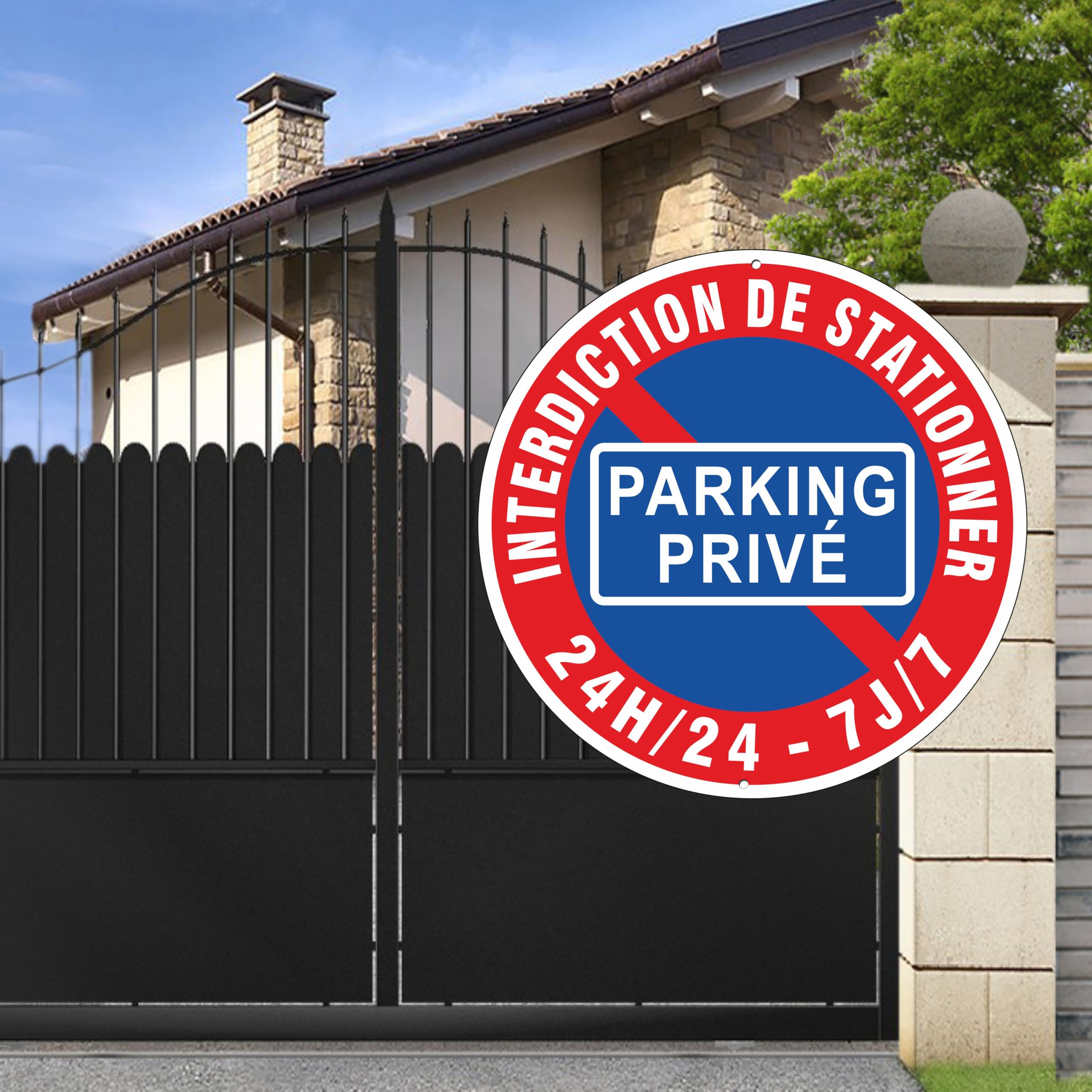 Pubblimania Parking Privé Panneau en aluminium composite de 3 mm. Pour usage extérieur ou intérieur (Parking Privè Cm Ø 30)