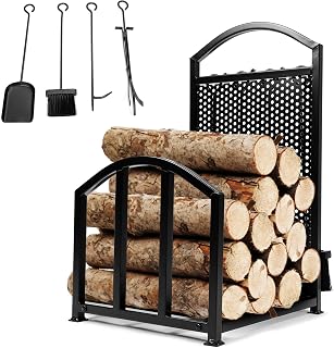 Kojem Indoor Outdoor Firewood Rack Heavy Duty Fireplace Firewood Storage