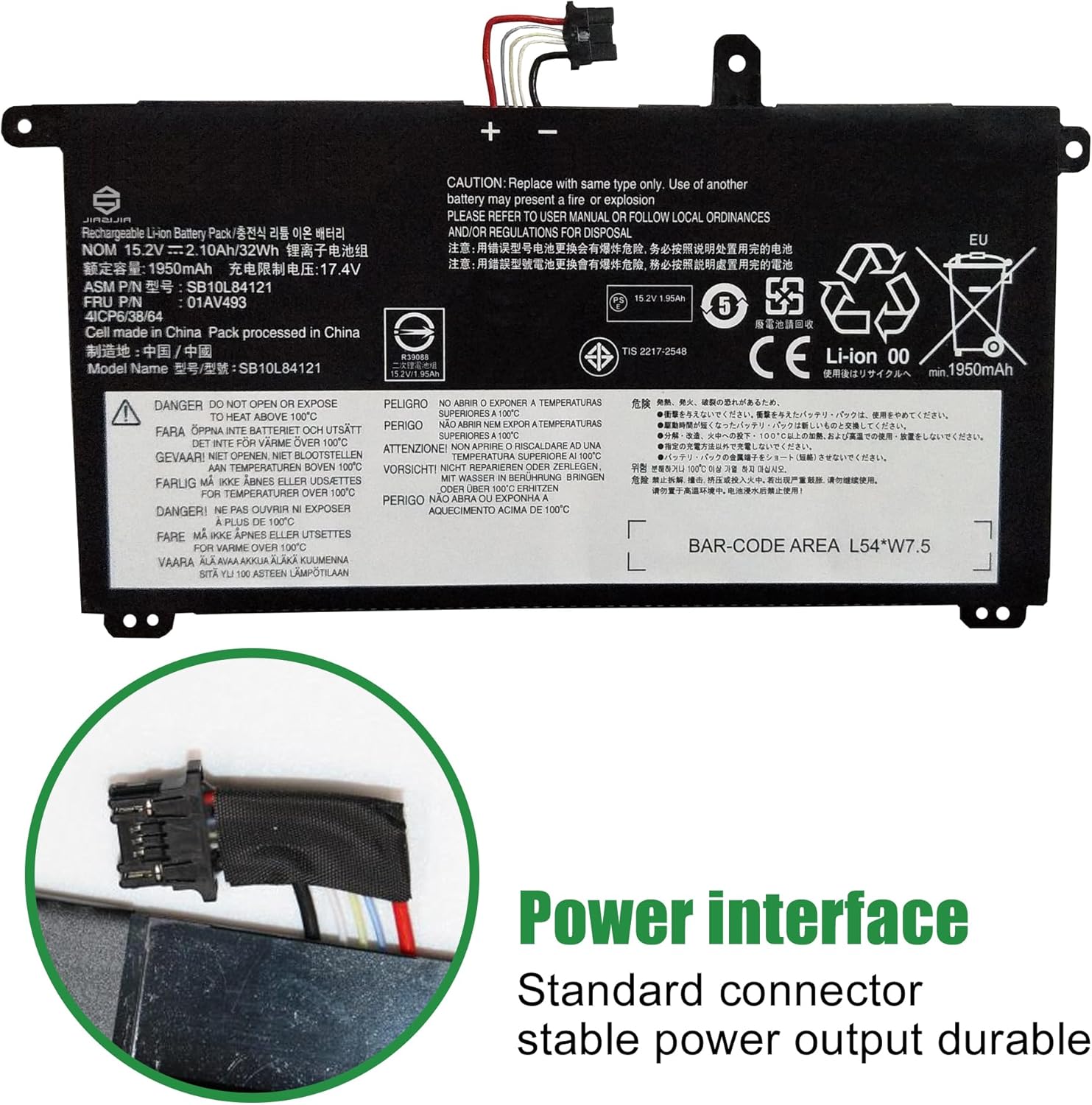 01AV493 SB10L84121 Laptop Battery Replacement for Lenovo ThinkPad T570 T580 P51s P52s Series Notebook 00UR891 SB10L84122 00UR892 SB10L84123 00UR890 15.2V 32Wh 2100mAh