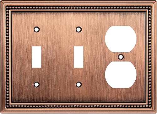 Vista 445 de Henne Bery Sunken Pearls - placa decorativa de pared para interruptor (Palanca simple, 2 unidades, níquel satinado)