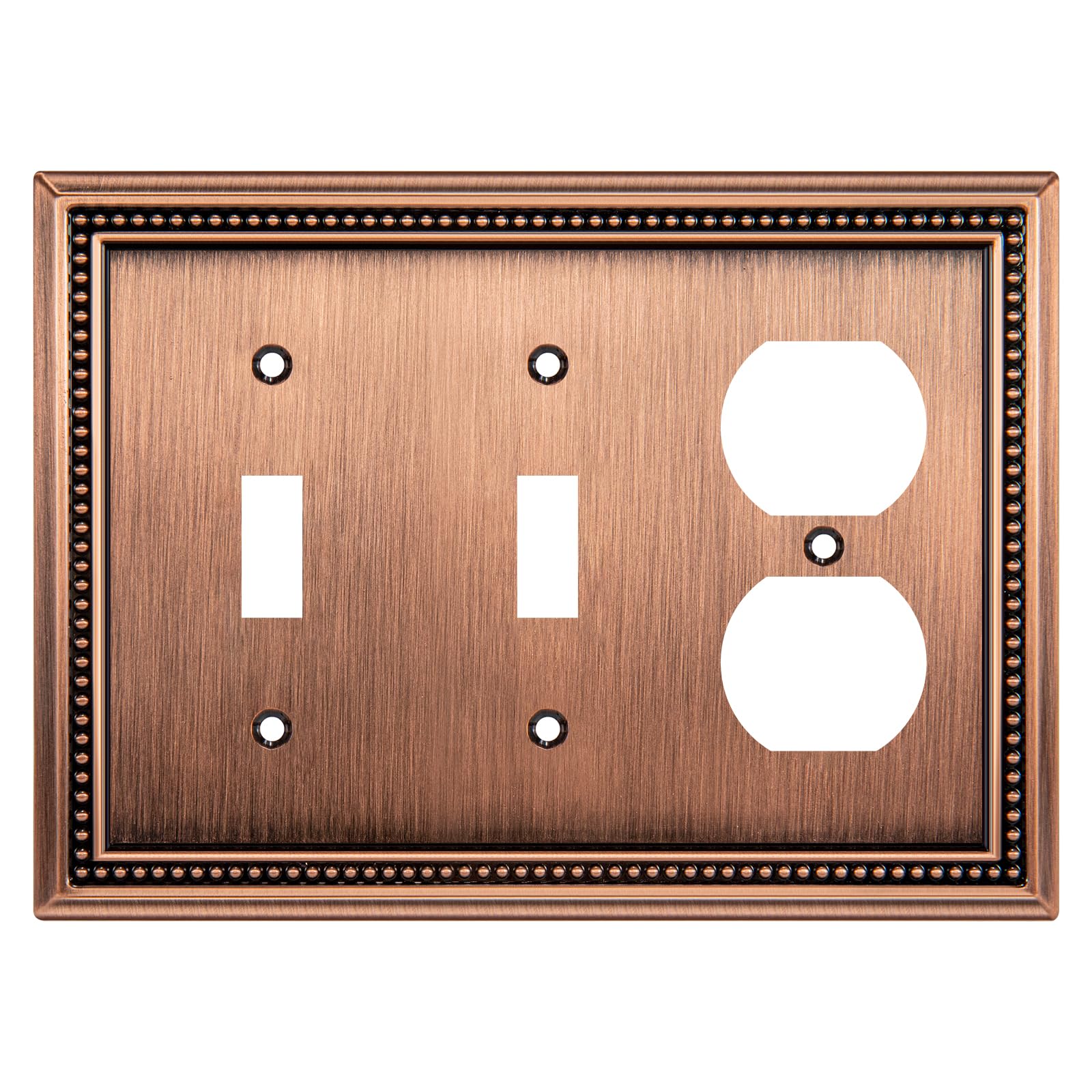Henne Bery Sunken Pearls Heavy Duty Decorative Wall Plate Switch Plate Outlet Cover (Double Toggle/Single Duplex, Antique Copper)