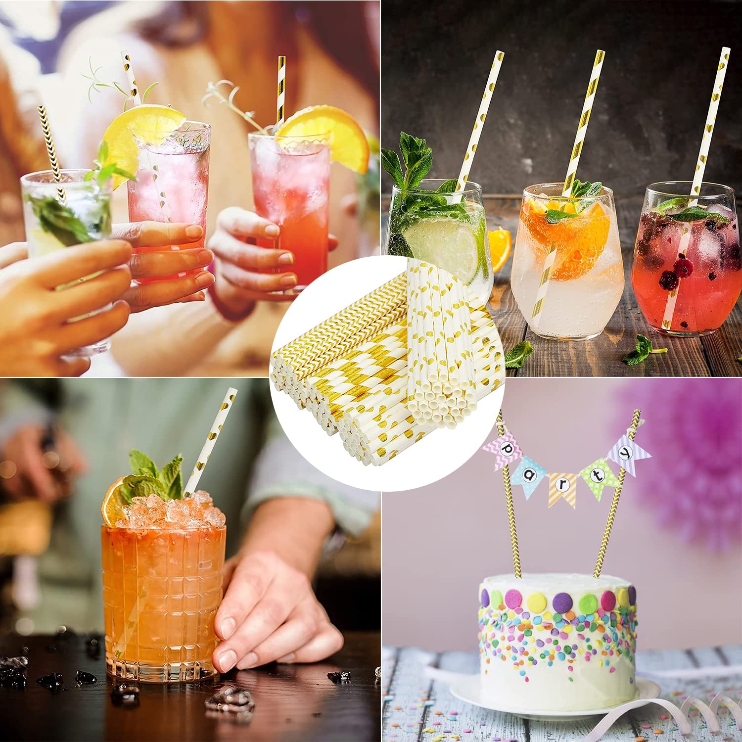 100 Cannucce Di Carta Oro Biodegradabili - Per Feste, Matrimoni E Compleanni - Foto 12