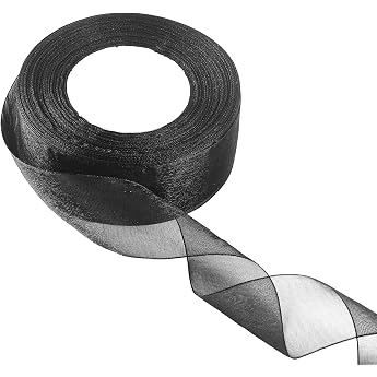 Black Organza Ribbon 45 m Wedding Gift Ribbon 20 mm Wide Decorative Ribbon Transparent Ribbon as Decoration Tulle Ribbon for Gift Ribbons DIY for Crafts Silk Ribbon Wedding Bridal Bouquet Cake