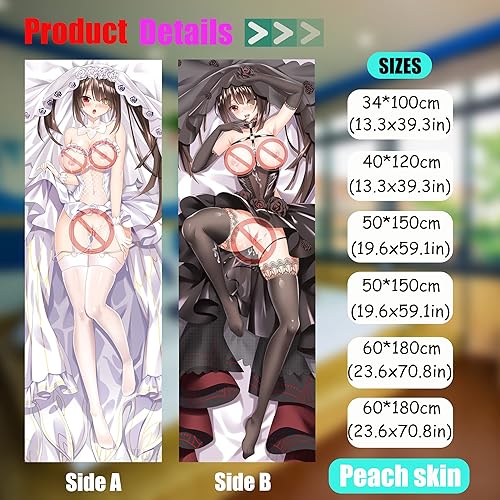 Miniatura 4 de Hentai Dakimakura Date A Live Kurumi Tokisaki Hugging Body Funda de almohada para pareja, regalo de Otaku (blanco, 47 x 15 pulgadas  15.7 x 47.2 in)