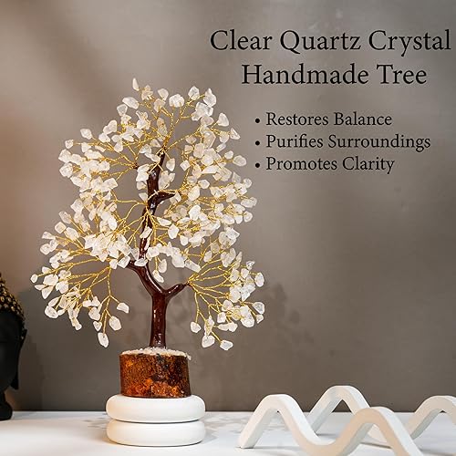 Miniatura 2 de Árbol de la vida de cuarzo transparente para decoración del hogar, la oficina y el escritorio, bonsái hecho a mano para claridad, energía positiva y