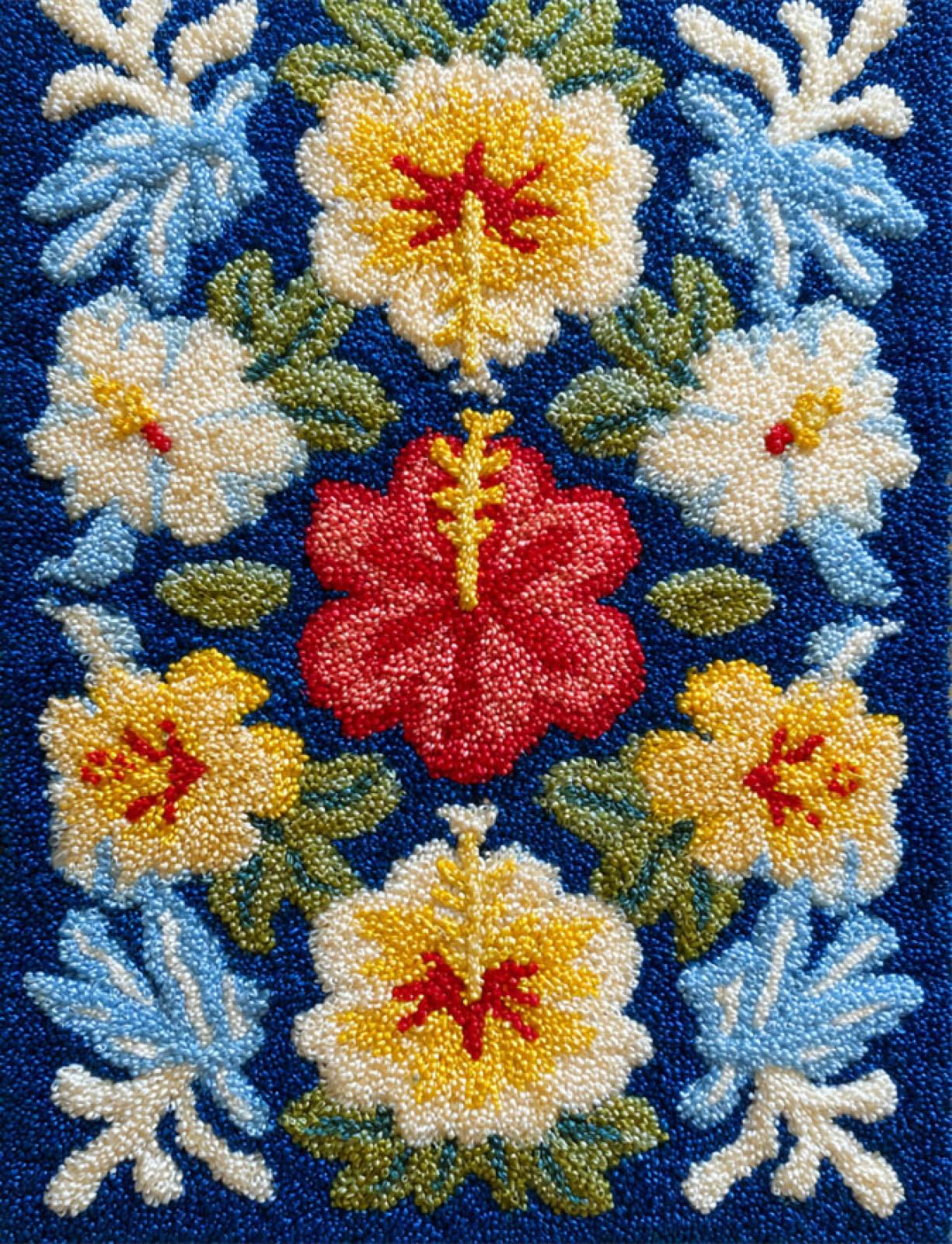 Wallphantom Kit per tappeto a punto per adulti,Fiori e foglie,kit fai da te per realizzare all'uncinetto,con tela prestampata e strumento per gancio e filo,55x75cm