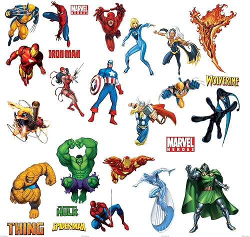 Marvel Heroes Comic - Spider-man Capitán América Hulk Fantastic 4 Thing Thor Wolverine Ironman Ghost Rider Vinilo decorativo