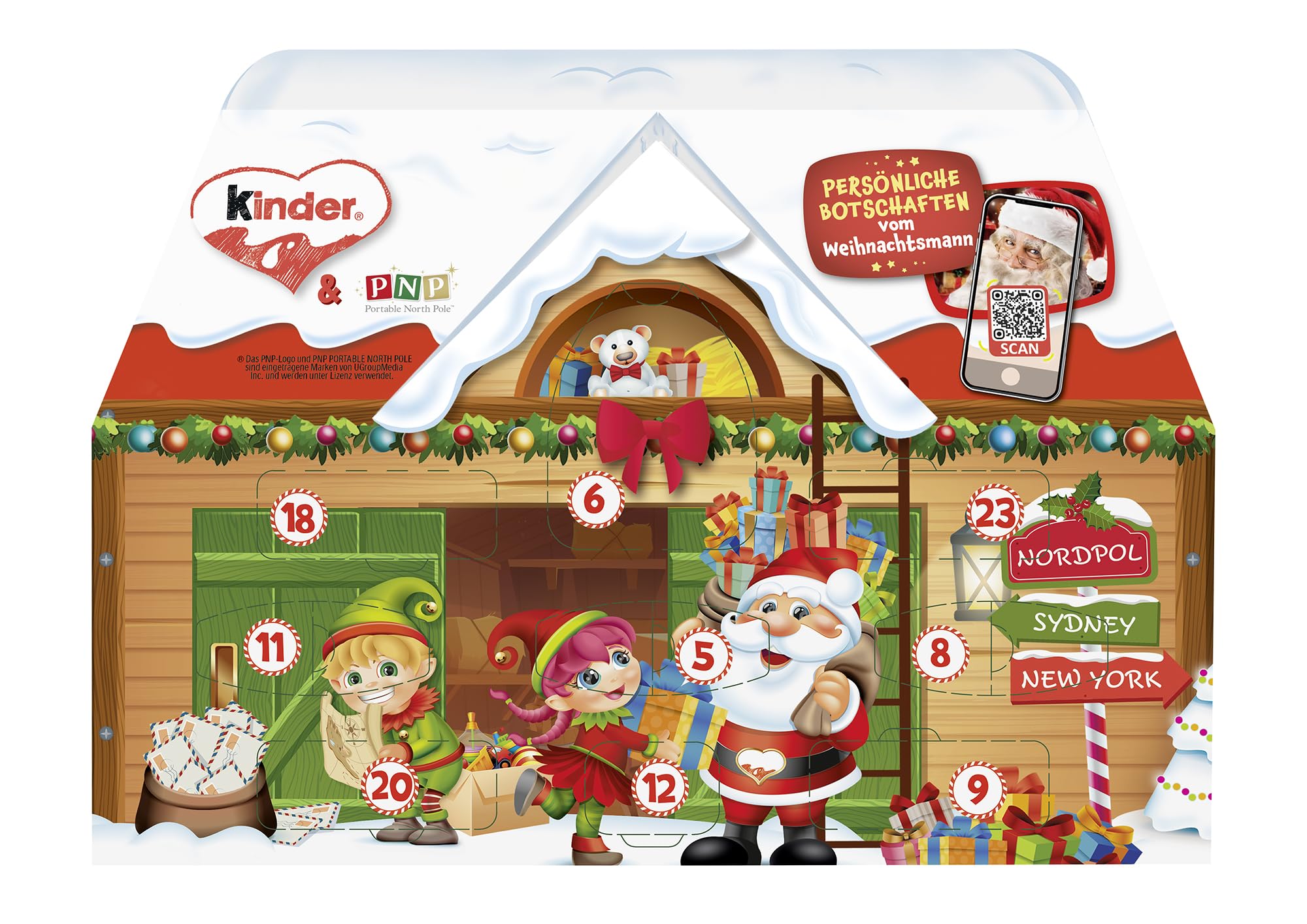 Kinder Chocolate House Calendario de Adviento de Navidad 2025, chocolate con leche fino con relleno lechoso, 24 piezas (234 g)