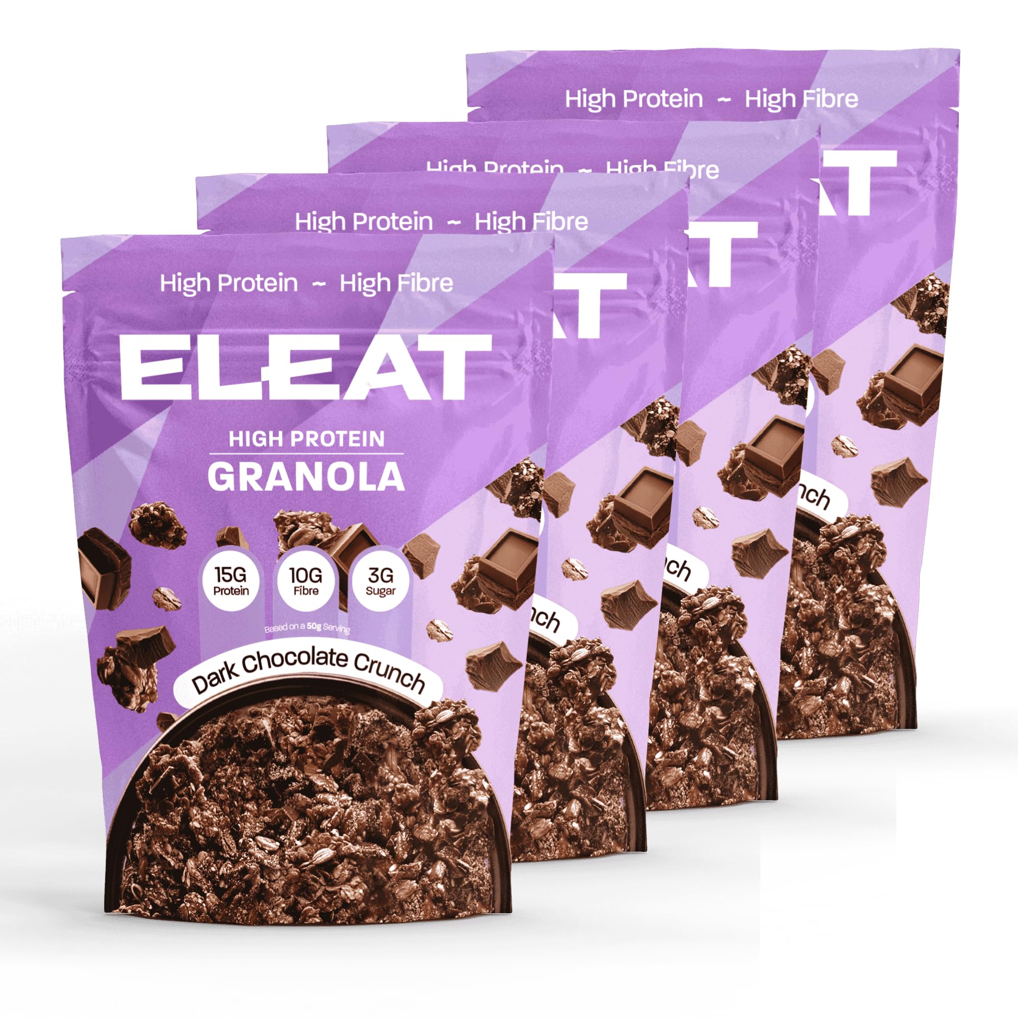 ELEATHigh Protein Healthy Granola Breakfast | Dark Chocolate | Low Sugar & High Fibre Snack | 300g