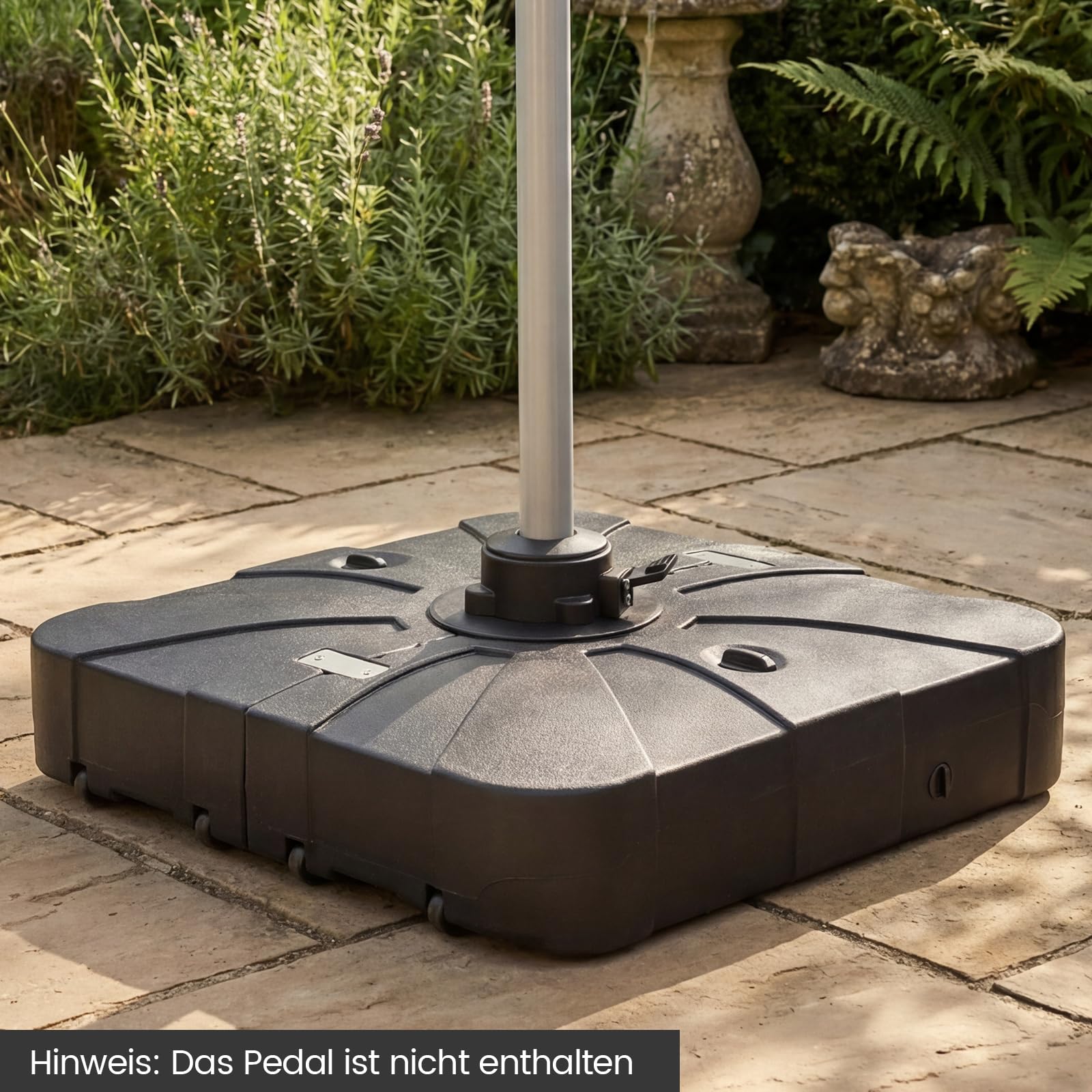 COSTWAY Sonnenschirmständer mit Rollen, 170kg, befüllbar, rollbar, Schirmständer für große Ampelschirme, Ampelschirmständer für Garten, Terrasse