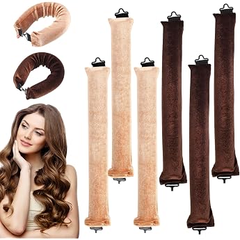 6 Heat-Free Curlers Heatless Curls Bands Overnight Curling Irons
