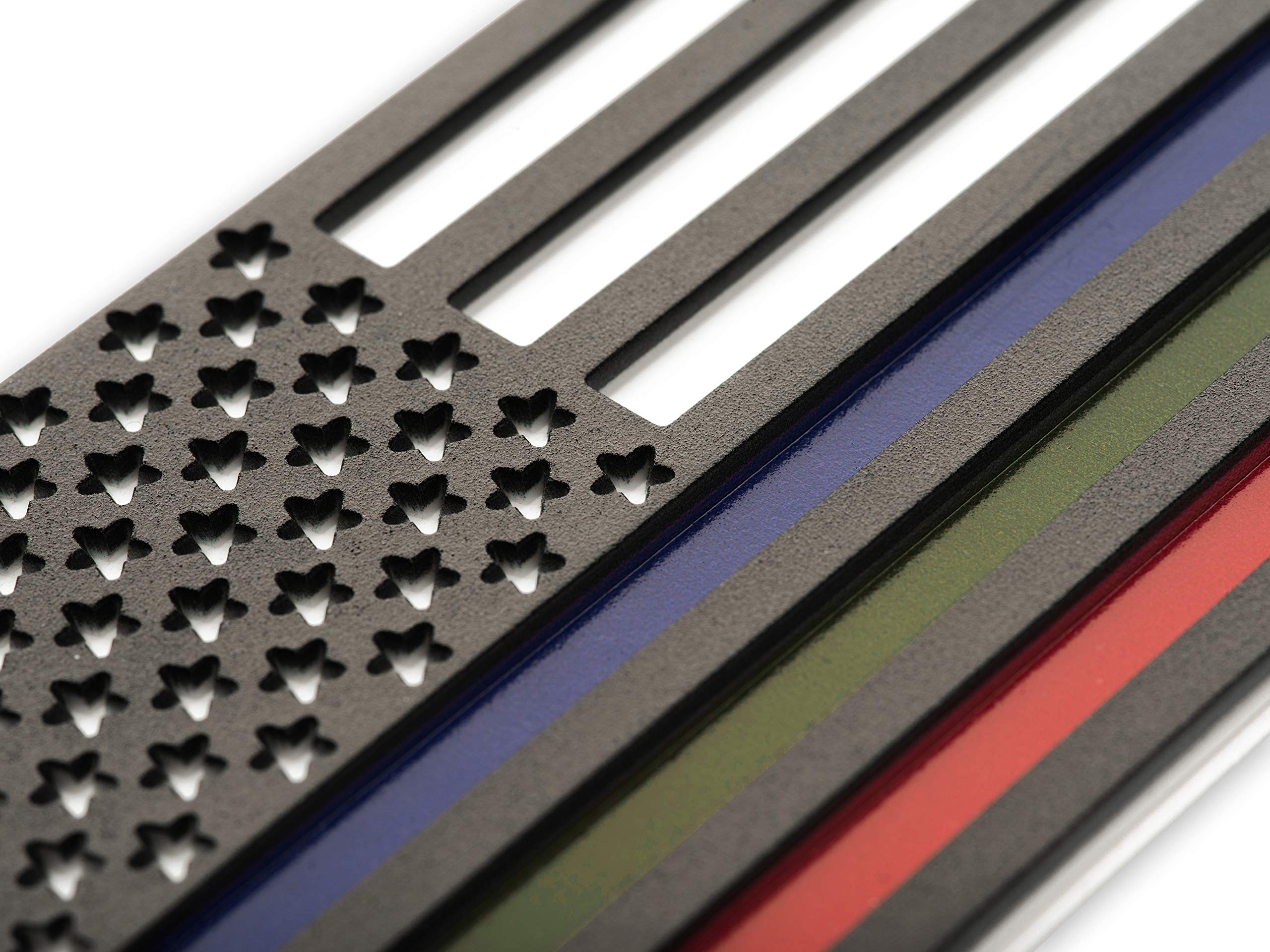 Police Military Fire Flag Decal – 3D Premium Thin Blue Red and Green Line Flag Decals for Car – 4 in Pack Thin Green Line Flag Sticker 5.7 х 3 Inch Embossed Stars Vinyl American Flag Stickers