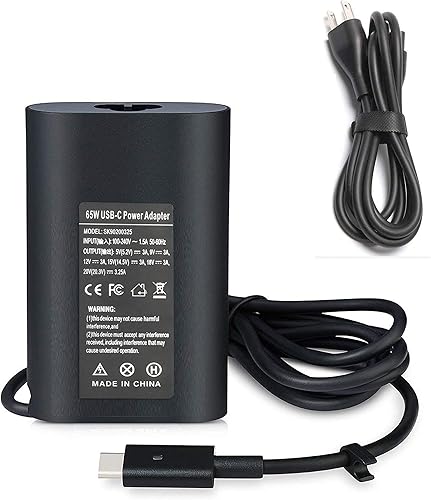 Cargador tipo C de 65 W para Dell Latitude 3120 3189 3190 3310 3330 3340 3390 3510 3520 3550 5300 5330 5410 5430 5530 7275 7390 7400 Adaptador de CA
