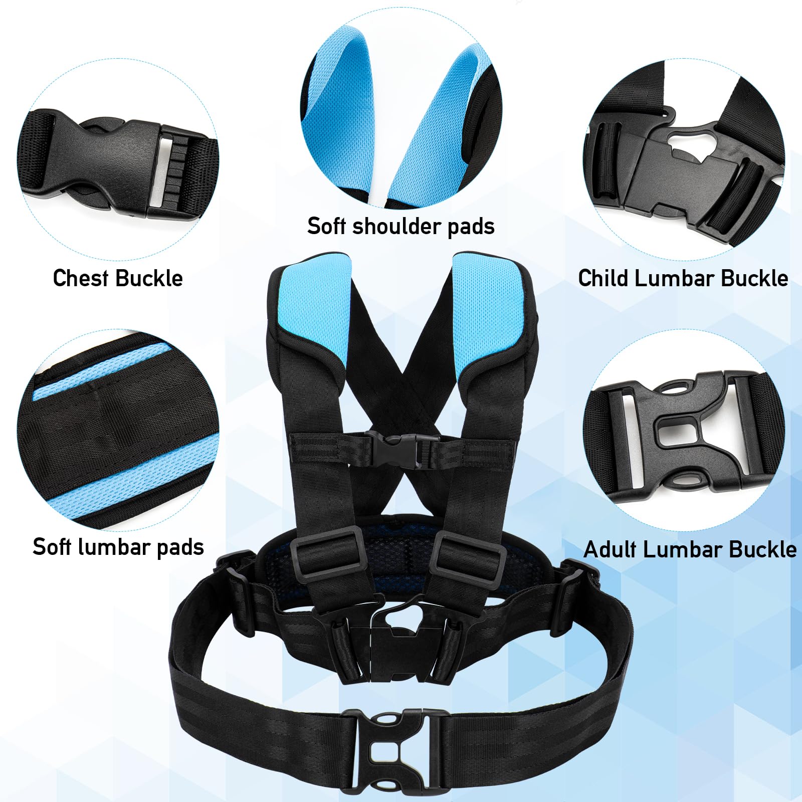 Taope Children's Motorcycle Seat Belt, Child Auxiliary Safety Harness for Parent-child Outdoor Mountain Biking, Tobogganing - Image 4