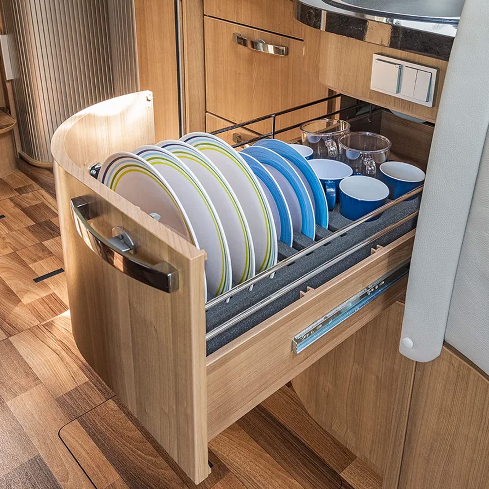 APT 2X Geschirrhalter Schaumstoff für Tassen, Teller Camping Küche Wohnwagen Wohnmobil