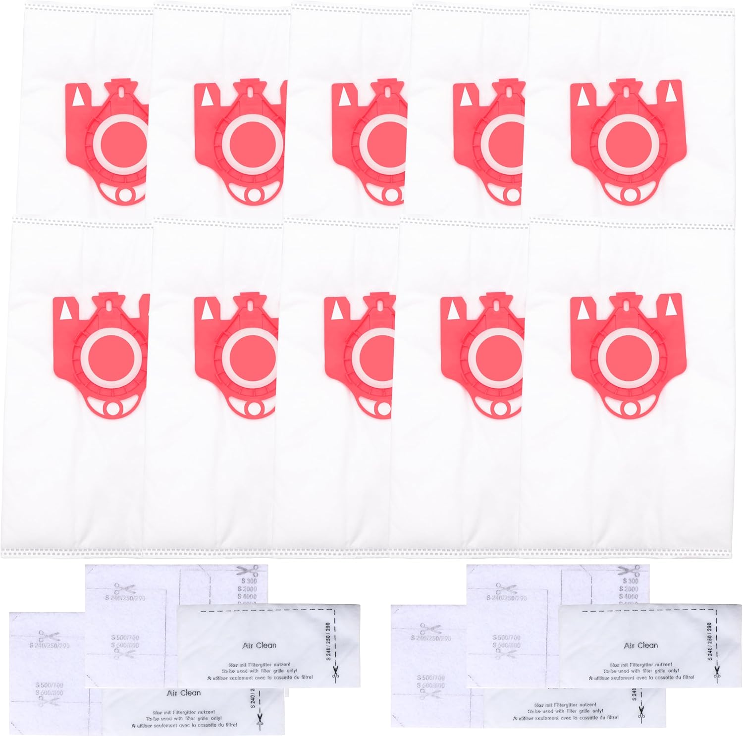 10 Packs of C1 Vacuum Cleaner Bags Compatible with Miele Vacuum Cleaner Bags Fjm Classic C1, Compact C1, Compact C2, Complete C1, S300i, S500, S6Series with 4 Air Purification Filters, 4 Pre Motor