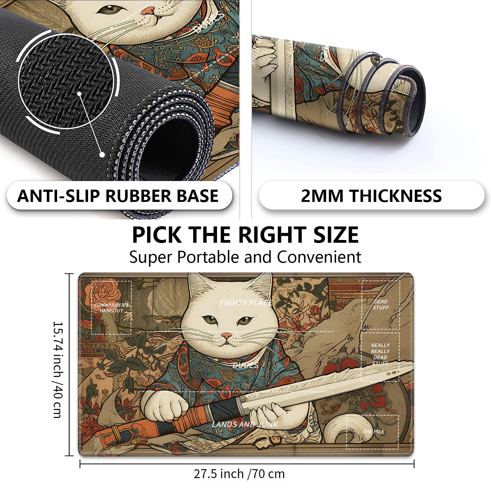 Amazon.com: Playmat for MTG,Card Playmat Stitched with Zones for MTG Card  Game Playing, TCG and Board Game Mat for Cards,Mousepad Desk Mats,Game Mat  27.5 x 15.74 inches-Cat with Sword : Toys &