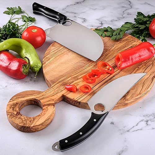 Miniatura 7 de Crystalia Cuchillo de chefs cuchillo de carnicero hecho a mano para cortar carne cuchillo de deshuesar forjado a mano con funda cuchillos vikingos