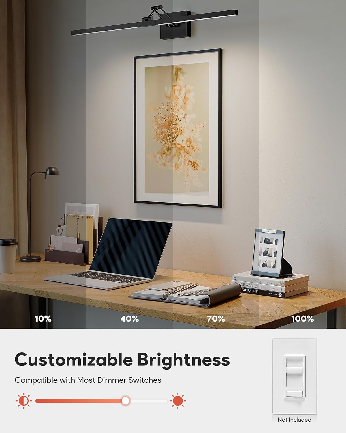 VONLUCE 36" LED Bathroom Vanity Light, 3CCT Modern LED Vanity Lights with 360° Rotatable Head & Swing Arm, 15.4W Bathroom Light Fixture Over Mirror, LED Lights for Bathroom Bedroom, Matte Black