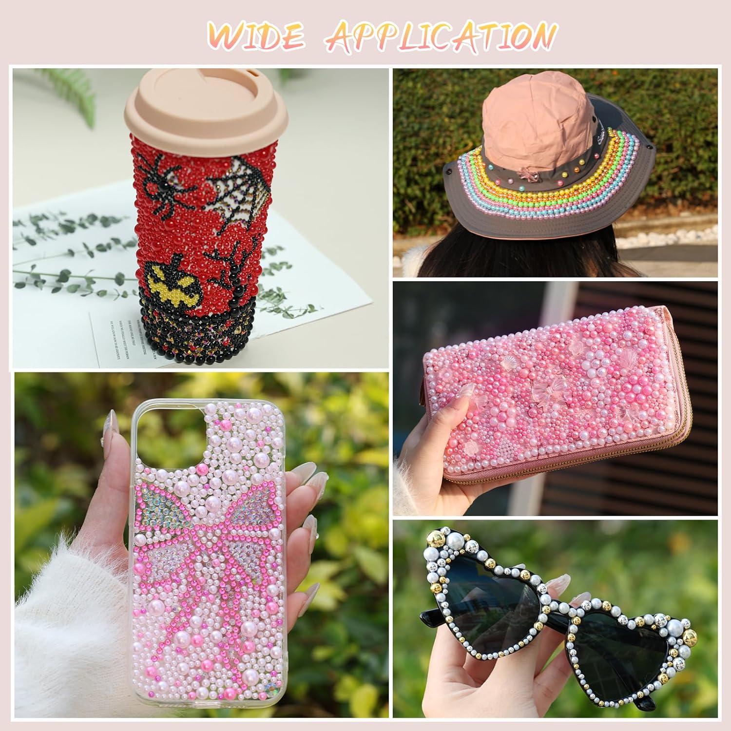 8500PCS Rainbow Flatback Pearls Set, 3/4/6/8mm Pink Purple Blue Half Round Pearls Bedazzling Bead with Tweezer and Pickup Pen for Nail Art Wedding Tumbler DIY Crafts - Image 6