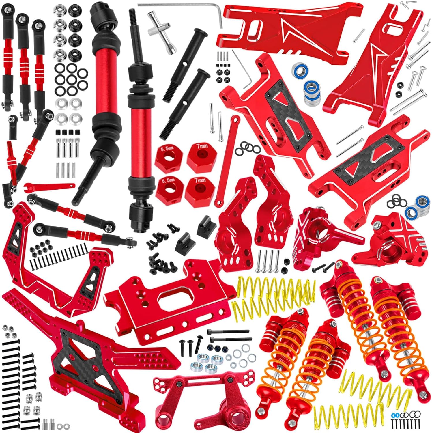 RC Upgrades Part for 1/10 Rustler Stampede (VXL) 2WD,A-Arm,Shock,Drive Shaft,Caster Block,Steering Blocks,Stub Axle Carriers,Steering Bellcranks,Links,Shock Tower,Front Bulkhead,Navy Blue