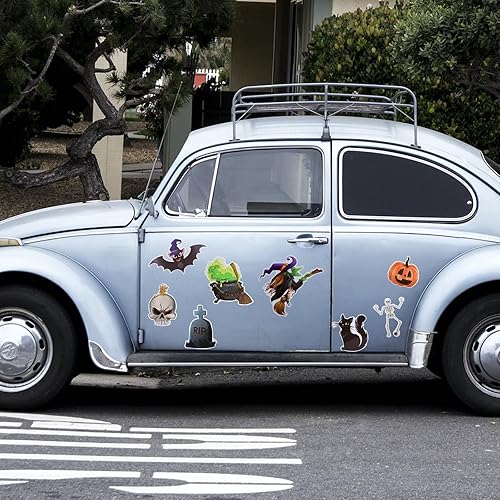 Miniatura 5 de 12 calcomanías magnéticas de Halloween, decoraciones magnéticas grandes de Halloween, sombrero de bruja, telaraña, fantasma, lápida, calabaza,