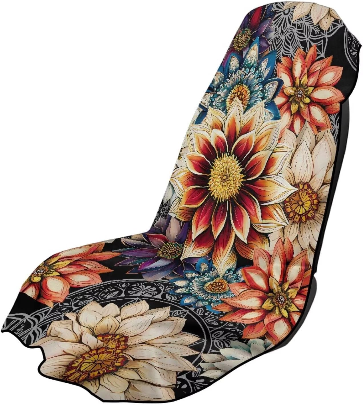 Dreaweet Dahlia Print Towel Car Seat Cover 1 Pack Universal Car Seat Protector for Most Vehicle SUV Trucks,Machine Washable Sweat Towel for Gym,Workout,Running,Swimming,Beach and Travel