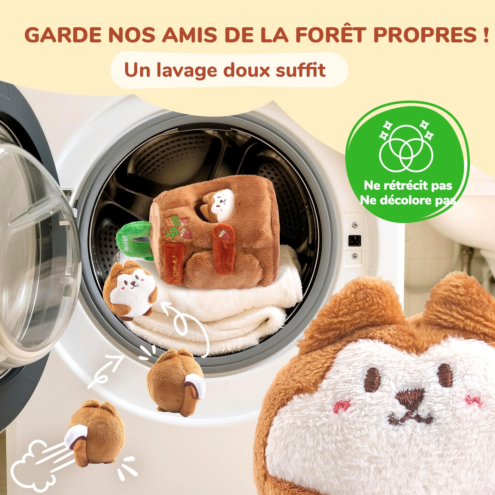 JoyCat Jouet Bebe 6-12 Mois, Cabane en Peluche avec 5 Écureuils, Hochet, Miroir, Jouet Sensoriel Montessori Bébé 6 Mois, Cadeau Bebe Enfant Garçon et Fille 1 an