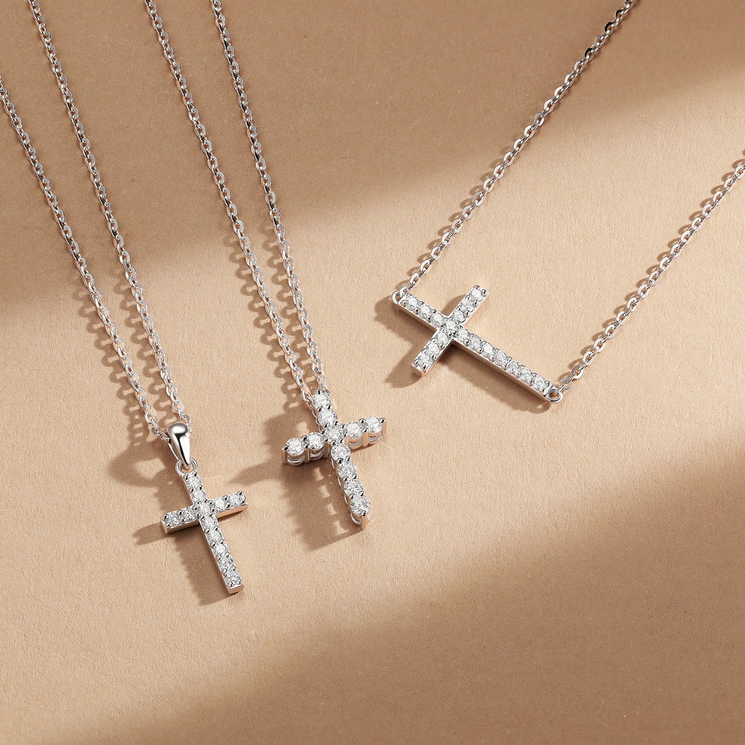 Agvana Valentines Day Gifts Cross of Radiance 0.52 Ct. Tw. Lab-Grown Diamond Cross Pendant Necklace in Sterling Silver (D-E, VS) Fine Jewelry for Women Anniversary Birthday Gifts for Her, 16-18" Chain - Image 4