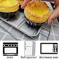 Vista 5 de Moldes para tarta de huevo, 12 moldes para tartas de 2.6 pulgadas, mini sartenes antiadherentes de acero al carbono, moldes para hornear