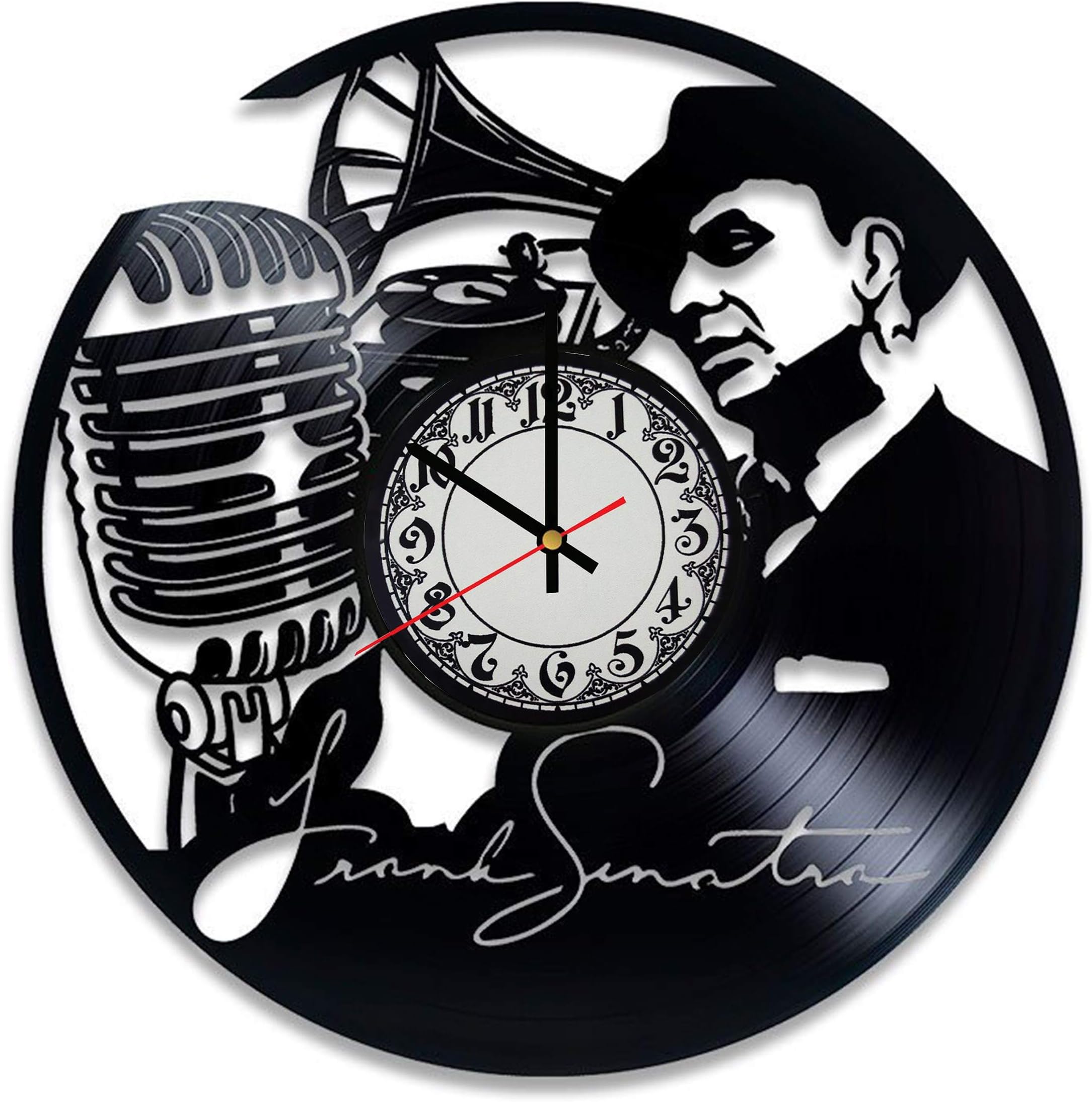 Frank Sinatra Wall Clock Vinyl Wall Clock Art Gift Room Modern Home Record Vintage Decoration Gift for Fans Frank Sinatra Home & Office Bedroom Nursery Room Wall Decor