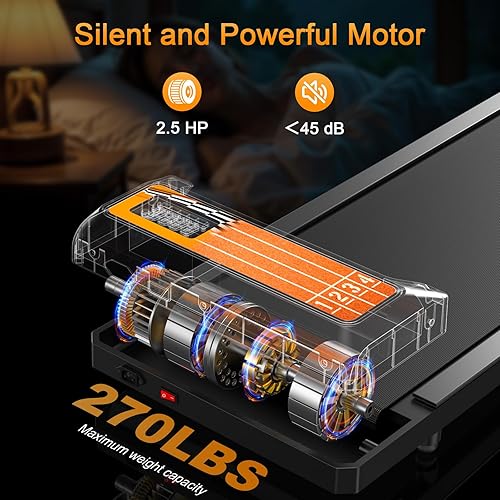 Miniatura 5 de Walking Treadmill Pad with Handle Bar, Silent Fitness Equipment, Treadmill with 4-in-1 Modes, Easy Assembly, Portable Home Gym Equipment