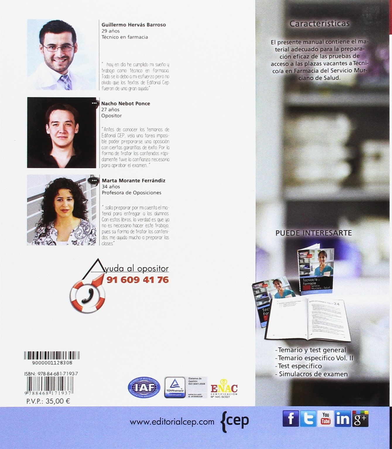 Técnico/a en Farmacia. Servicio Murciano de Salud. Temario específico Vol. I.