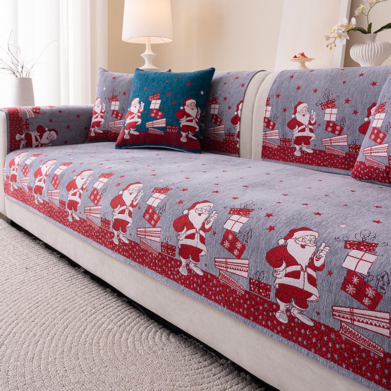 Housse de canapé de Noël en chenille pour protéger vos canapés gris