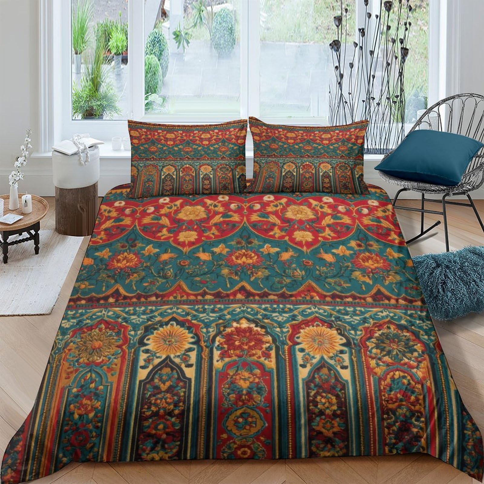 Ctjqhvkz Style-5 3D Printed Bohemian Mandala Fitted Sheet Microfiber Soft Anti-Slip Ethnic Pattern Mattress Cover For Bedroom Guest Room Single（135X200cm）