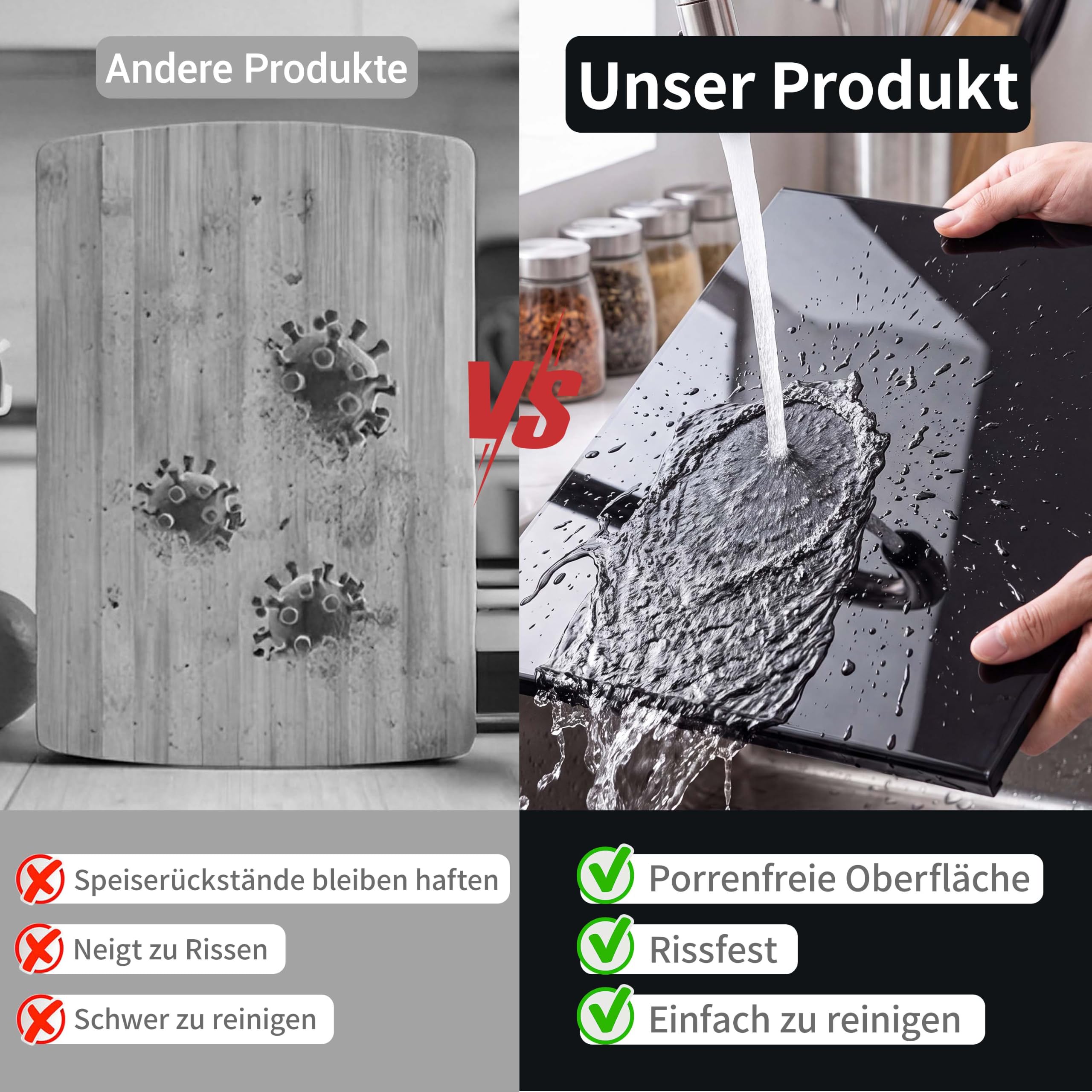 Herdabdeckplatte, Schneidebrett-Arbeitsplattenschutz für Kochfelder, Schneideplatten-Set aus schlagfestem und hitzebeständigem Glas (32X54cm 2 Stücke)